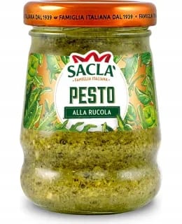 Pasta z rukolą Sacla, ekologiczne pesto do makaronu, sos do sałatek i kanapek, naturalny włoski smak, bez konserwantów i sztucznych dodatków.