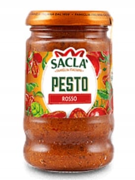 Kremowe pesto salsa pomidorowa SACLA, idealne do makaronów, kanapek i dań włoskich, opakowanie 190 g, aromatyczne i naturalne składniki.