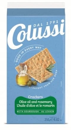 Krakers z oliwkami i rozmarynem, opakowanie FlowTea, naturalny przekąskowy produkt dobrej jakości, idealny do herbaty i na przekąskę w ciągu dnia.