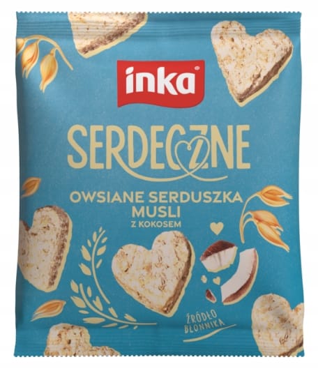 Delikatne serduszka owsiane musli z kokosem, zdrowa przekąska naturalne składniki, bez sztucznych dodatków, idealne do herbaty lub na deser.