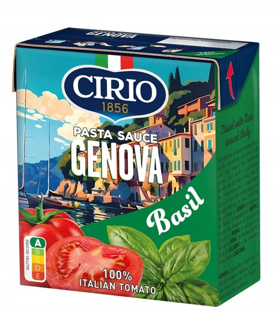 CIRIO Sos pomidorowy do makaron u GENOVA z bazylia 340g 2 Cyrio pasta sos Genova z bazylicą, włoski sos pomidorowy, naturalny skład, idealny do makaronów, pasta z włoskiej tradycji, wysokiej jakości sos pomidorowy, włoskie produkty spożywcze, zupki i sosy.