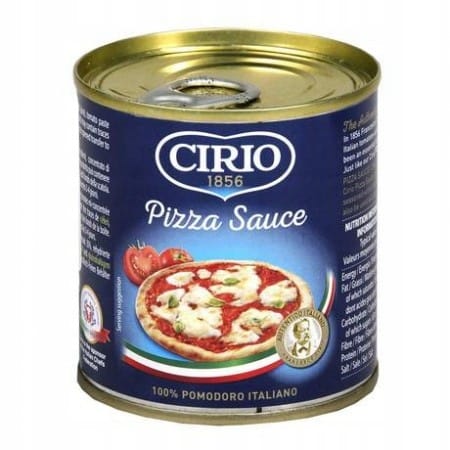 CIRIO Sos do PIZZY 190g 1 Sos do pizzy Cirio, konserwa pomidorowa, włoski sos pomidorowy do dań, naturalny sos pizza, produkt kuchni włoskiej, wygodna puszka, idealny do domowych pizz i sosów.