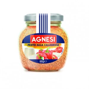 Pasta z czerwonej papryki Agnès Pesto alla Calabrese w słoiku, naturalny produkt do dań kuchni włoskiej, 185 g, idealny do makaronów, sałatek i sosów, intensywny smak papryki i przypraw.