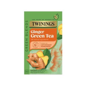 Wysokiej jakości herbatka zielona z imbirem i imbirem, naturalne składniki, źródło przeciwutleniaczy, wspiera układ odpornościowy, Twinings Ginger Green Tea.