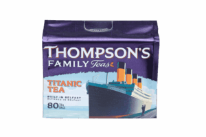 Tajemniczy herbata Titanic od Thompson's Family Teas, 80 saszetek, tradycyjny smak z Belfast, idealna do codziennego spożycia.
