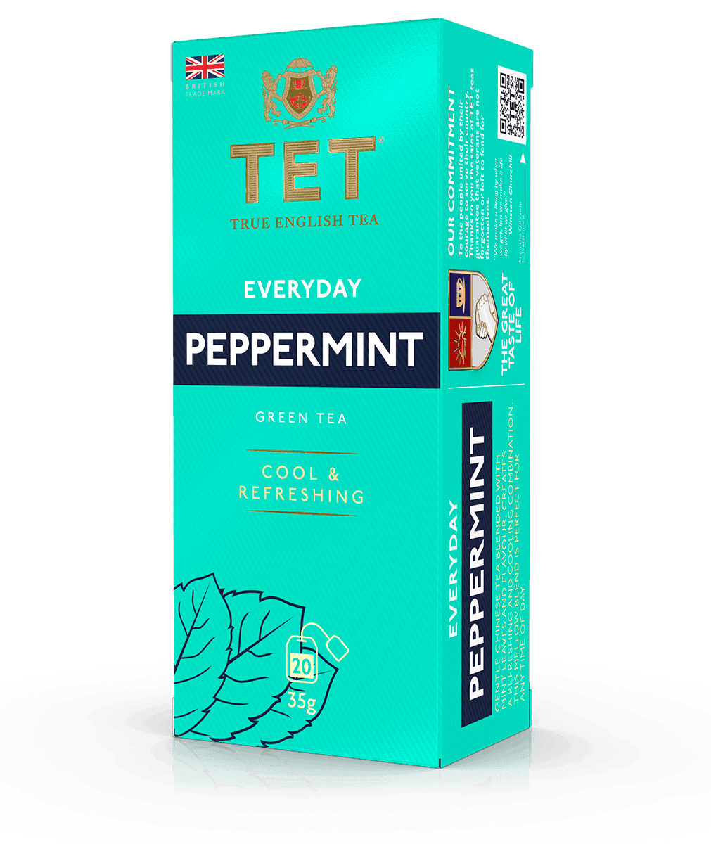 TET EVERYDAY "PEPPERMINT" GREEN TEA WITH MINT 20x1.75g 1 Ekologiczna herbata miętowa z zielonej herbaty, chłodząca i orzeźwiająca, idealna na codzienne orzeźwienie, 20 saszetek, 35g, opakowanie FlowTea.