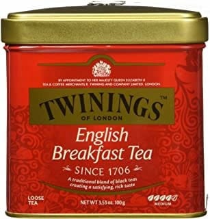 Herbata śniadaniowa Twinings English Breakfast w puszce, klasyczny napój na dobry początek dnia, bogaty smak i aromat, idealny do śniadania, dostępny w sklepie FlowTea.