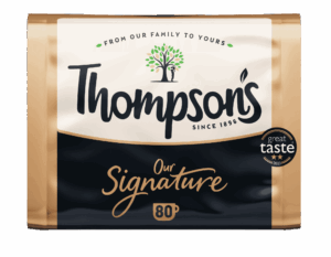 Uniwersalny wkład do herbaty Thompson’s Signature 80 sztuk, wysokiej jakości, idealny do parzenia herbaty, dostępny na flowtea.pl.