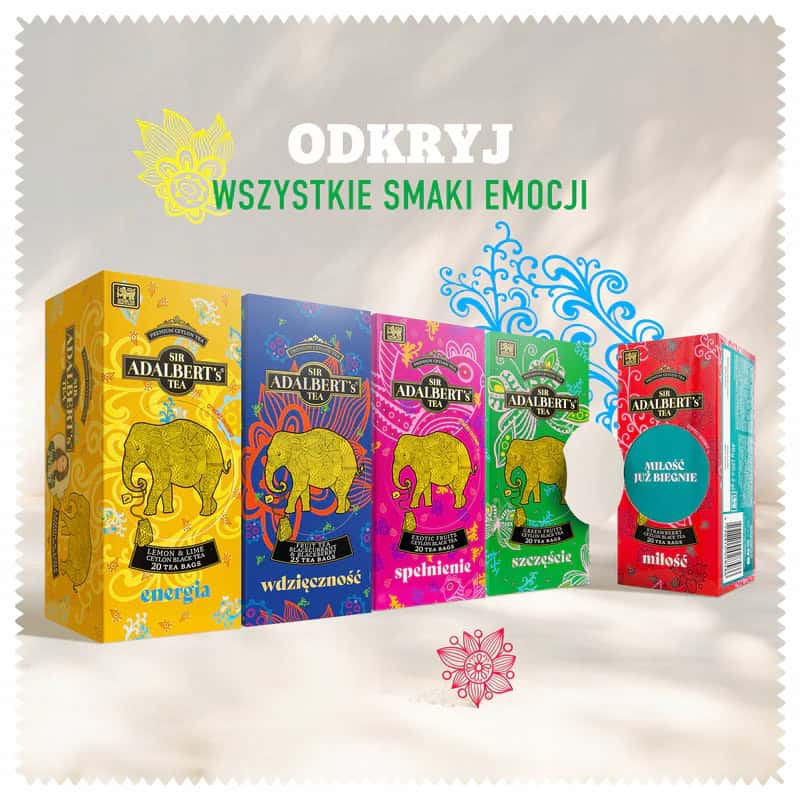 Herbata ADALBERT'S TEA LEMON & LIME ENERGIA - SASZETKI 3 Energia, szczęście, spokój i miłość - różnorodne herbaty Sir Adalbert’s Tea w kolorowych opakowaniach, oferujące wyjątkowe smaki i aromaty na każdą okazję.