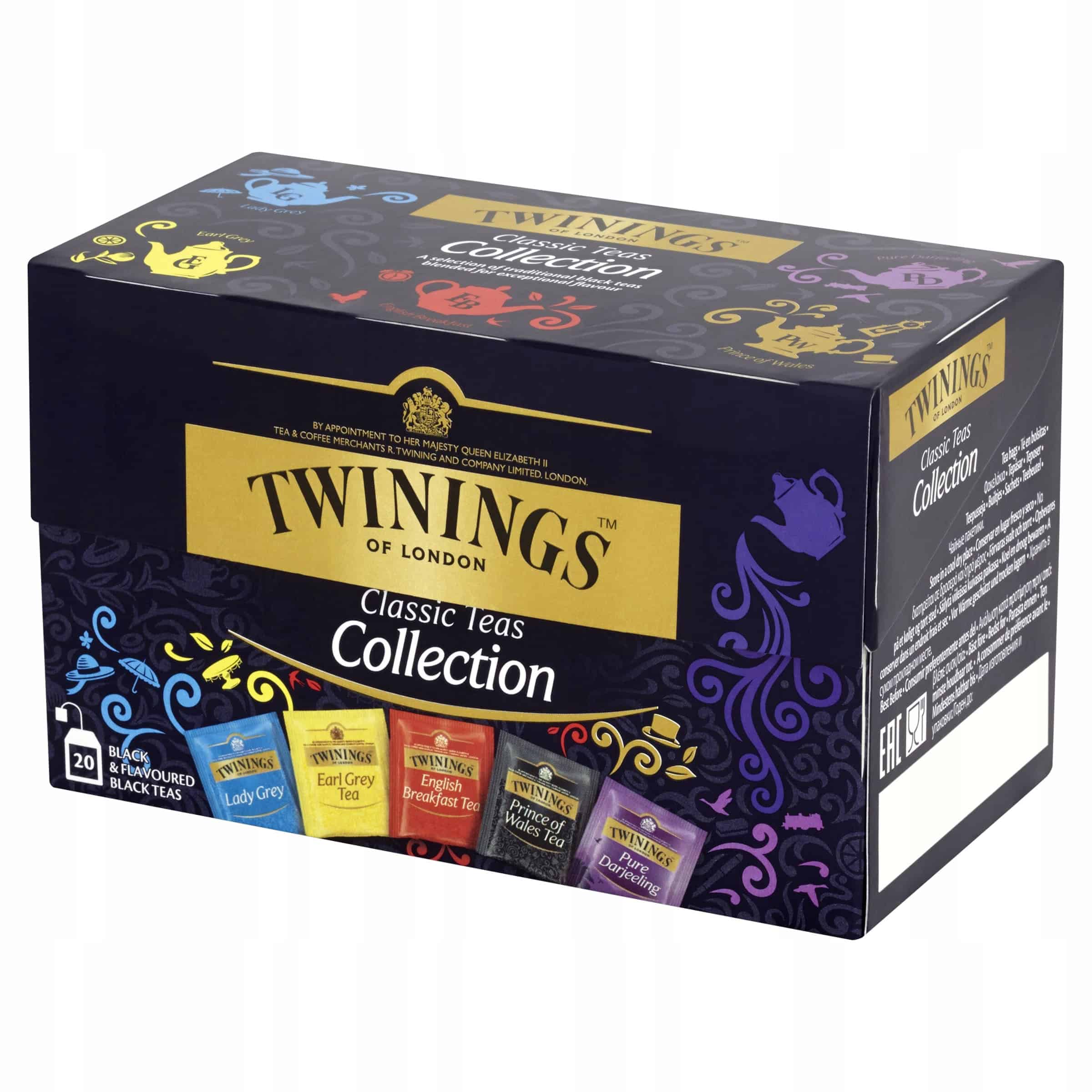 TWININGS Classic Collection Kolekcja Klasyczna 20 4 Bogactwo herbat Twinings Collection, zestaw 20 filtrów, różnorodne smaki czarnych herbat, idealne do codziennego relaksu i aromatycznej degustacji, dostępne na flowtea.pl.