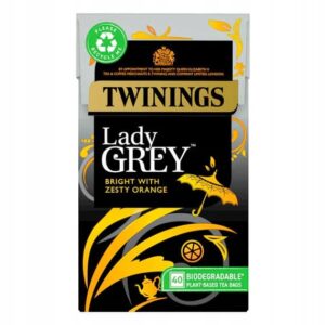 Podpis: Herbatniki Twinings Lady Grey w opakowaniu, herbata liściasta, czarna herbata o cytrusowym smaku, ekologiczne torby bio, 40 sztuk, aromatyczna herbata do parzenia.