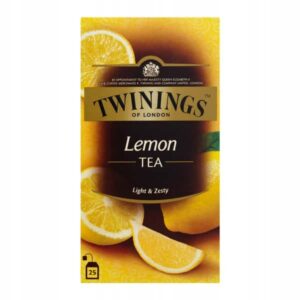 Świeży i orzeźwiający herbatka cytrynowa Twinings, idealna na lato, o lekkim i zadziornym smaku, w wygodnym opakowaniu z 25 saszetkami, zapewniająca naturalny aromat i oryginalny smak herbaty.