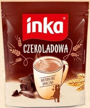 Paczka gorzkiej czekolady Inka do przygotowania aromatycznej i naturalnie smacznej kawy czekoladowej, idealna dla miłośników słodkich napojów czekoladowych, dostępna w sklepie FlowTea.