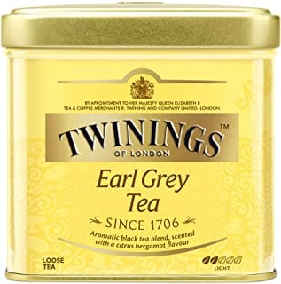 Aromatyczna herbata Earl Grey Twinings, czarna herbata z aromatem bergamot, opakowanie w żółtym kubrze, idealna na relaks i pobudzenie z witaminami, 100g.