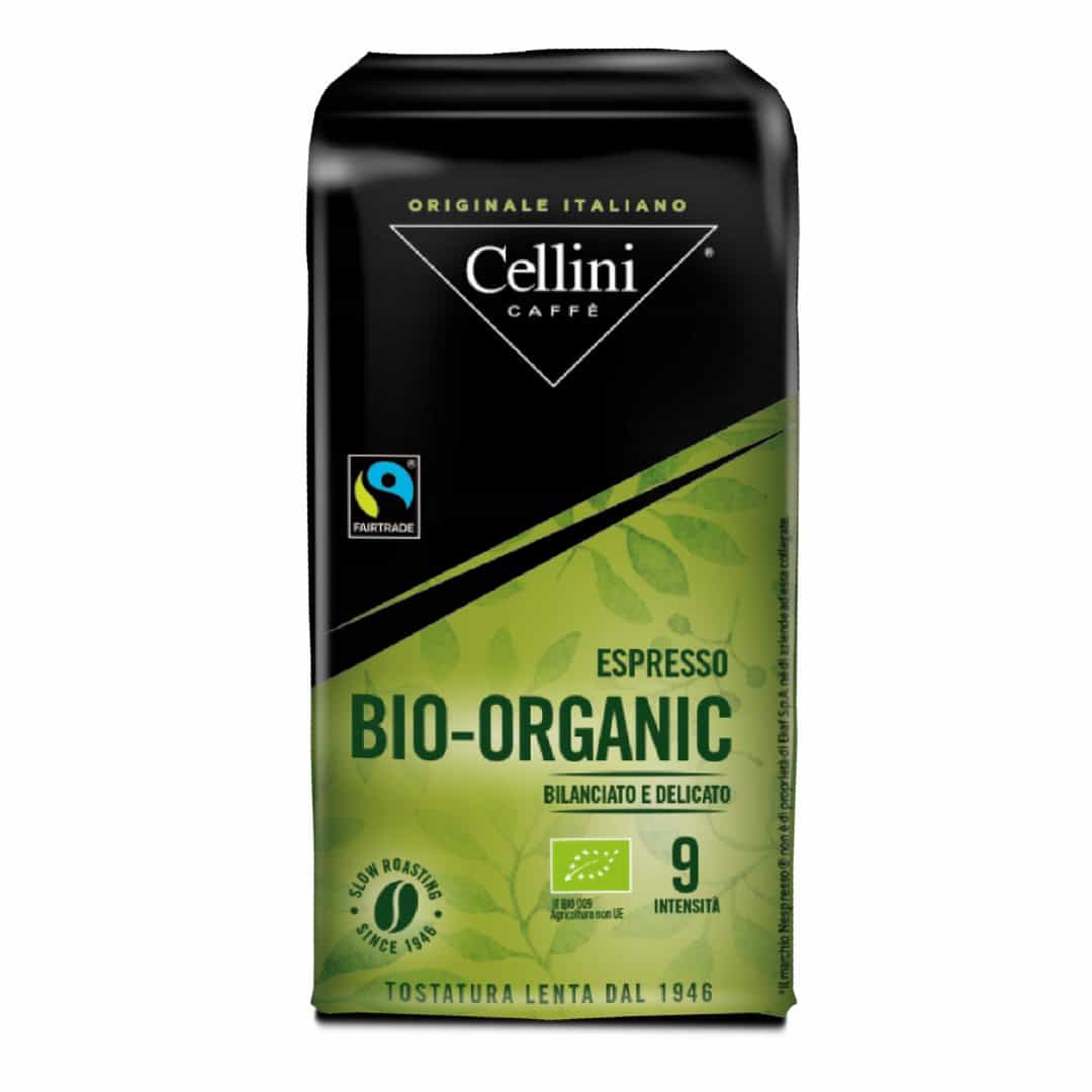 Kawa CELLINI BIO ORGANIC 250g mielona 1 Naturalna kawa organiczna Bio-Organic sprzedawana w opakowaniu marki Cellini, idealna do przygotowania aromatycznego espresso o delikatnym smaku.