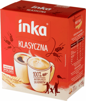 Inka Klasyczna kawa instant, naturalne składniki, produkt polski, 150g, idealna na szybkie i aromatyczne śniadanie, tradycyjny smak, prosta w przygotowaniu, wysokiej jakości kawa rozpuszczalna.