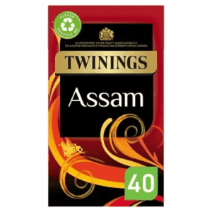 Herbata Twinings Assam, czarna herbata w opakowaniu, 40 torebek, najwyższa jakość, aromatyczna i pełna smaku, idealna na każdego poranną kawę z herbaty.